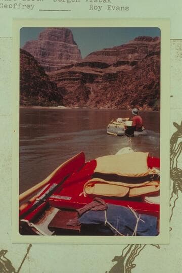 Small inflated units under tow at Mile 247- Ed Herrman, Howard Booth, Jorgen Visbak, John Mercier, Geoffrey (?) and Roy Evans