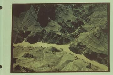 Spencer Canyon joining the river course of the Colorado River in what is now Lake Mead