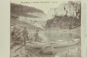 Ellsworth and Emery Kolb near Bass Cable.  Photo given to Charles Battye at Needles and given by Battye to Marston in 1953