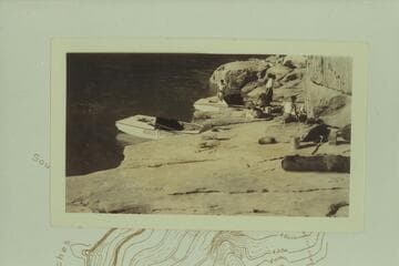 Boats pulled in to shore at Mile 45