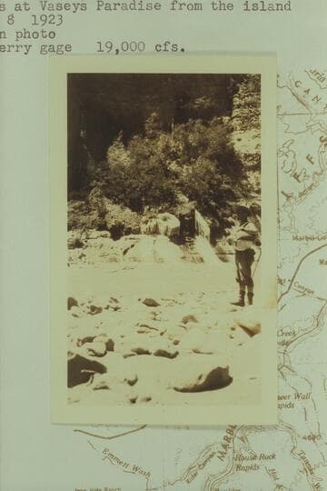 Springs at Vaseys Paradise from the island.  Lees Ferry gauge:  19,000 cfs