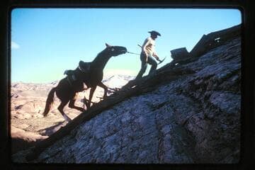 Dan and horse up trail east of Dead Center Camp
