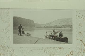 The launch and the Bradley moored at about Mile 35 after the swamping of the Stanton boat