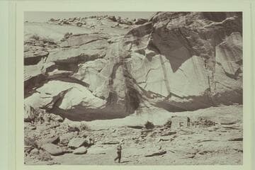 Portion of cave ruin in easterly fork of Little Finger Canyon in Navajo Canyon.  Masland has suggested the name, "Manygoats House."