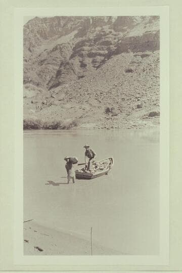 Unloading skiff.  Lees Ferry?