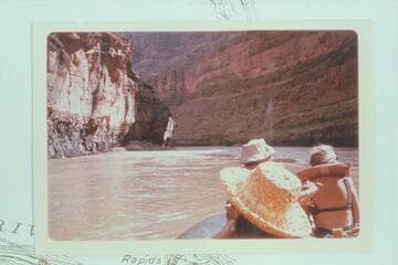 Down from Mile 186.1 below CoVe Canyon.  Note the beach at left up riVer from the location of the D. Julien inscription