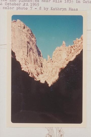 Crevice and pinnacles near Mile 183 1/2 in Cataract Canyon, West Rim