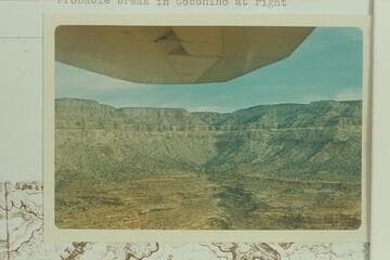 Up 127 Mile Canyon to Powell Plateau.  Probable break in Coconino at right