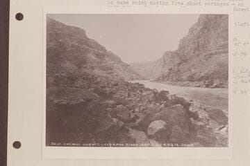 Down river from approximately Mile 203.7.  Photo is captioned, "Railway Survey, Colorado River, 1889, Station 8814 Down."