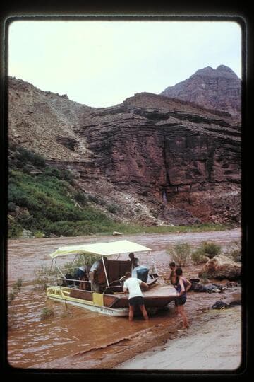 Deck-boat opposite Deer Creek