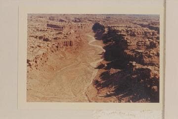 Red Lake Canyon looking north down the drainage.  Where the light colored sand disappears is the turn into Lower Red Lake Canyon.  Cyclone Canyon is at upper right