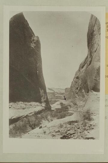 "Views on the Colorado River": Glen Canyon Series, no. 177.  View looking out of short box canyon at mile 132.35, LB, to mouth of Smith Fork across Colorado River at mile 132.1
