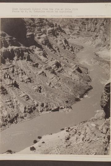 Down Cataract Canyon from the rim at Mile 210.5