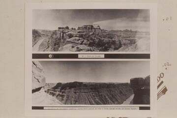 Down Cataract Canyon from the rim one mile below the Junction. ; South from rim of Cataract Canyon one mile below the Junction