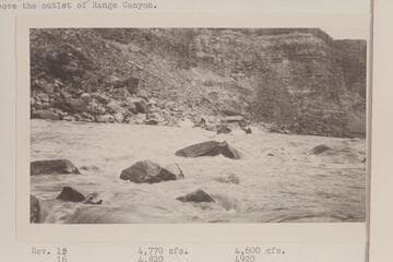 Dean Daily at head of rapid at mile 204.55 in Cataract Canyon.  Pathe-Bray party.  Copy of print in David C. Lowery collection