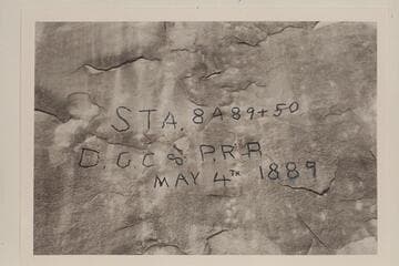 Brown-Stanton inscription before marking.  Right bank of Cataract Canyon at Mile 216.3