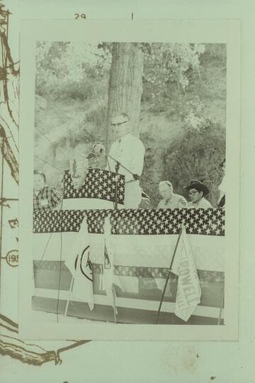 Powell Centennial ceremony at foot of Split Mountain