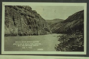 Green River Investigation:  Upstream in Whirlpool Canyon, 1 Mile below Sage Creek