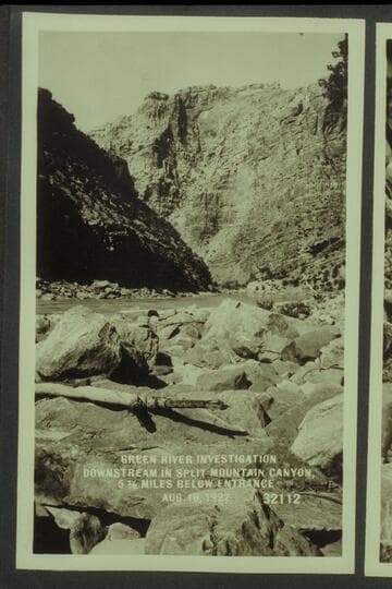 Green River Investigation; downstream in Split Mountain Canyon, 5 1/2 miles below entrance