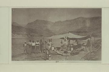 Probable camp of the Colorado River Dam Site Investigation.  Six miles below Fort Mojave.  The party landed at Needles Oct. 08 at 11;15 AM