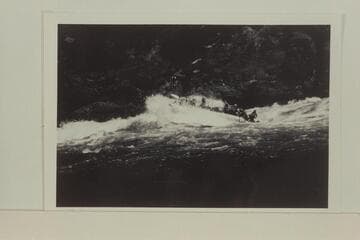 Inflated craft of Grand Canyon Expeditions, Inc. in Vulcan Rapid