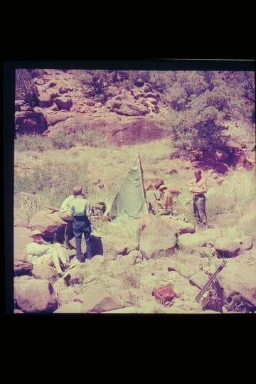 Sunshade for lunch at Hells Half Mile, right bank