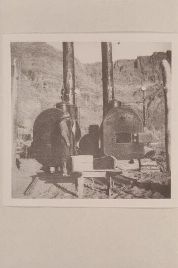 Boilers before operation; E. E. Spencer at left, Lees Ferry