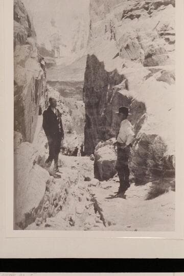 USGS Glen Canyon party at Hole-in-the-Rock.  Double exposure