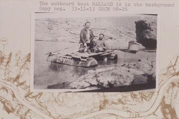 Andy Samsky and Neil Johnson on float used to drop down river from Gretchen Bar to the Oil Seep