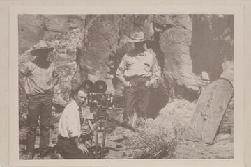 Cameraman Pat Gannon at the placing of the plaque at Rainbow Bridge