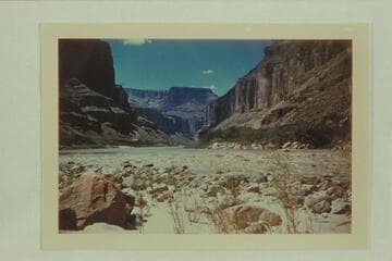 Kwagunt Rapid.  The view is up the Colorado River.  Carlton Boyd Moore was drowned in the river a few miles below this point on the day this picture was made