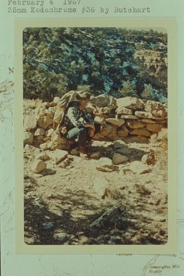 Breastwork facing rim in area of point separating arms of Papago Canyon
