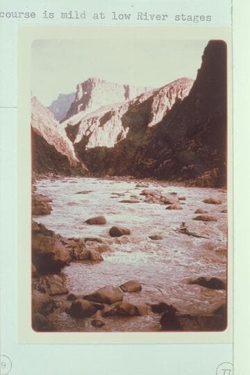 Les Jones running the foot of Sockdologer Rapid.  The course is mild at low river stages