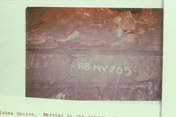 Jas Black inscription at mouth of Aztec Canyon