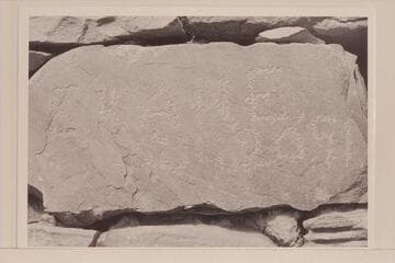 Elmer Kane's name and the date Aug 20 91 cut in the fort at Lees Ferry.  Kane must have cut his name here when he was with the Best Expedition