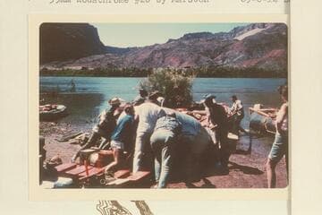 Pushing the bolognas of Ron Smith's outfit into the river at Lees Ferry