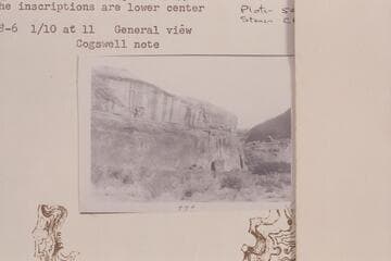 Up to mouth of Smith Fork Canyon from trail to inscriptions.  The inscriptions are lower center