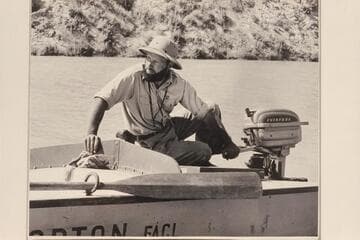 Al Morton.  On his cataract-type boat, the "Movie Maker."