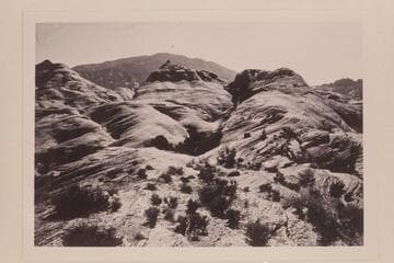 Cha Butte and Navajo Mountain from top of trail pass between Bald Rock Canyon and Cha Canyon.  Butte 6069 is at upper right