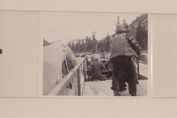 The 30-ft. sweep scow of Don Smith's in operation on the Salmon River