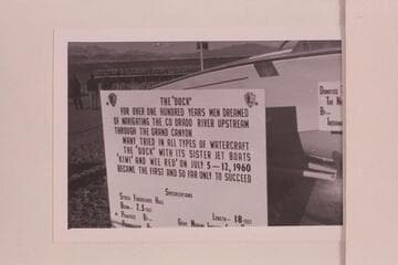 Sign of the "Dock" when on exhibit at the Gold Cup Races, Boulder City.  Bill Belknap worked out the wording of the sign