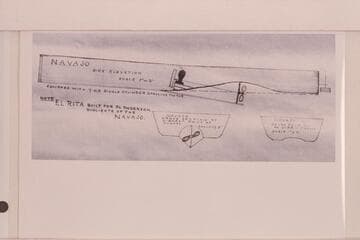 The "Navajo," built by Edwin T. Wolverton in 1908.  Drawing made by Wolverton for use in River Bed Case