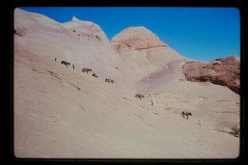 Down into basin north of Sid Whiskers Butte from top trail from Moepitz Airfield