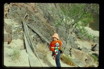B:16:00. Wrecked boat - Mile 94.7, left bank