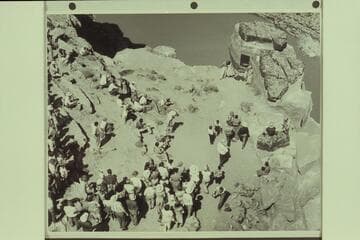 Dedication of the Nevills plaque.  Masland comforts Joan Nevills in her emotional outburst.  Mary Abbott and Mo Nevills look on from the other side of the plaque