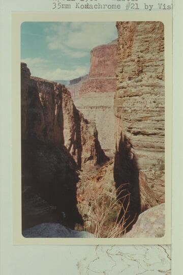 Down Royal Arch Creek from Royal Arch.  Explorers Monument in distance