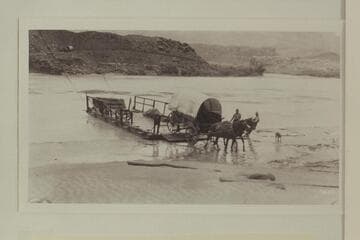 Wagon leaving ferry boat at Lees Ferry