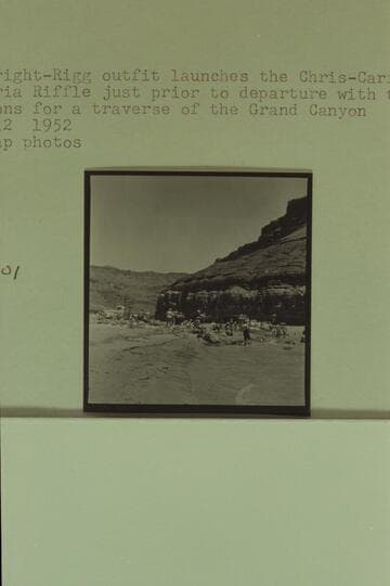 The Wright-Rigg outfit launches the Chris-Craft kit cruiser at Paria Riffle just prior to departure with the fleet of sadirons for a traverse of the Grand Canyon