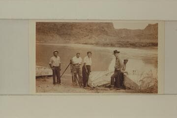 The Nevills sadirons being reconditioned at Lees Ferry.  Nevills; MacFarlane (Pathe News); Clover; Kerley; Reed.  Print sent by Barry Goldwater
