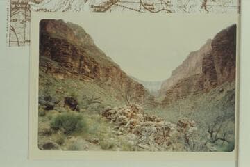 Ruin of Boucher's rock cabin at Boucher Creek
